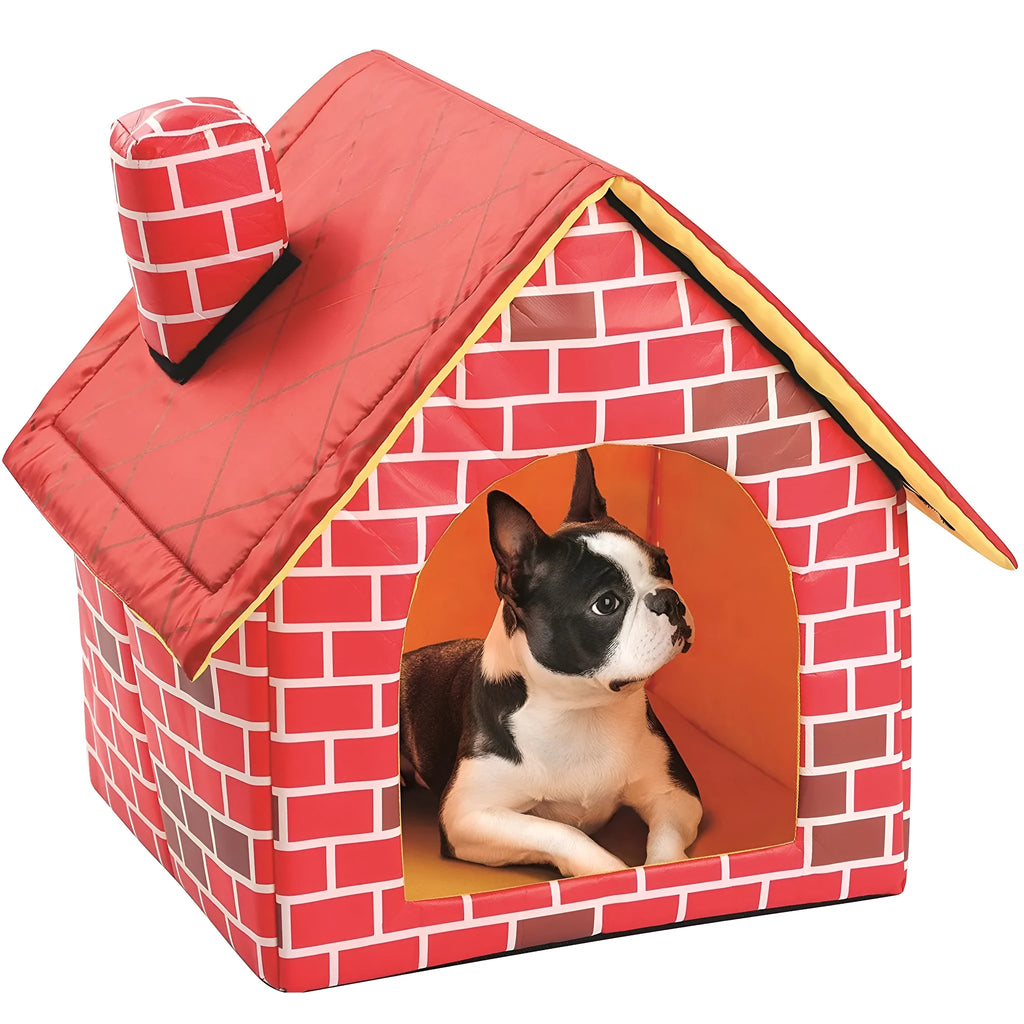Cat litter chimney villa brick red with removable cushion, 39x40.5x44cm, high density sponge support