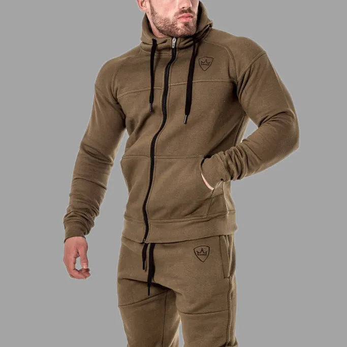 Patterned 80% cotton sport suit sweater top in Army Green, Black, Khaki, and Red options