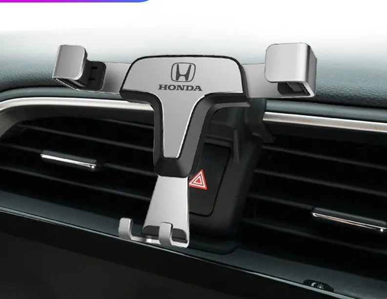 Car phone bracket gravity snap-on mount in Athens Black for dashboard outlet installation