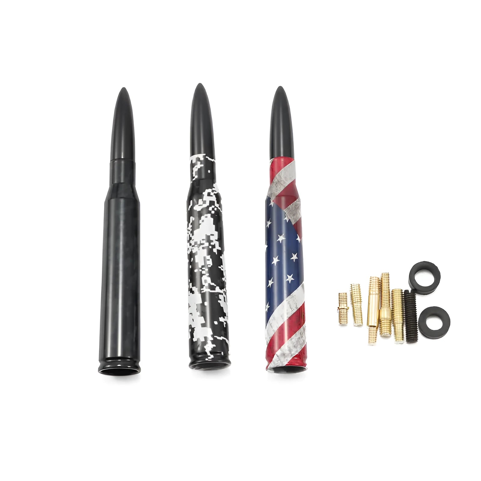 14cm camouflage flag vehicle antenna for bullet car modification in black, green, or American flag colours