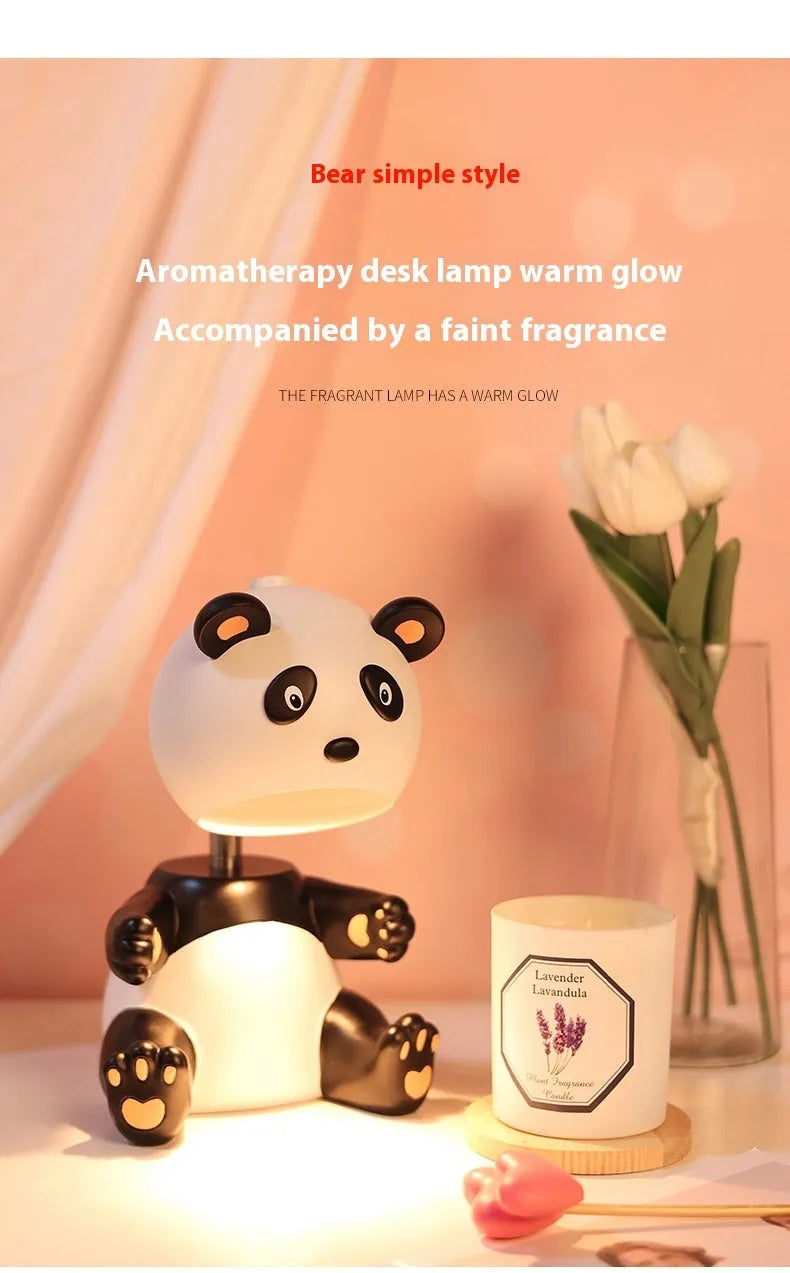 Panda aromatherapy wax table lamp with night light in modern simplicity style, 220V