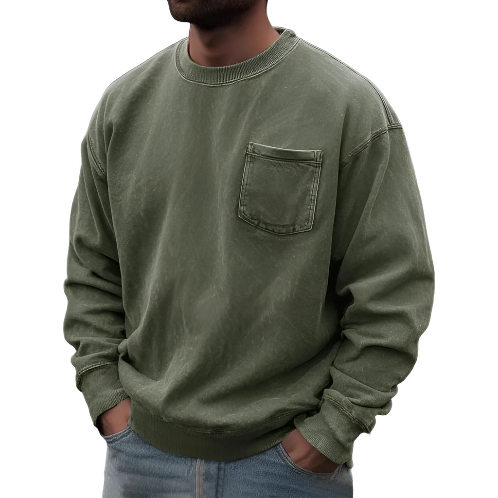 Men's pullover round neck long sleeve sweater in polyester, available in multiple colours, size S to 5XL