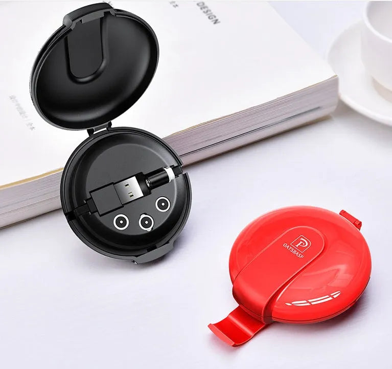 Black magnetic retractable car phone charger with 1m cable shown mounted in vehicle