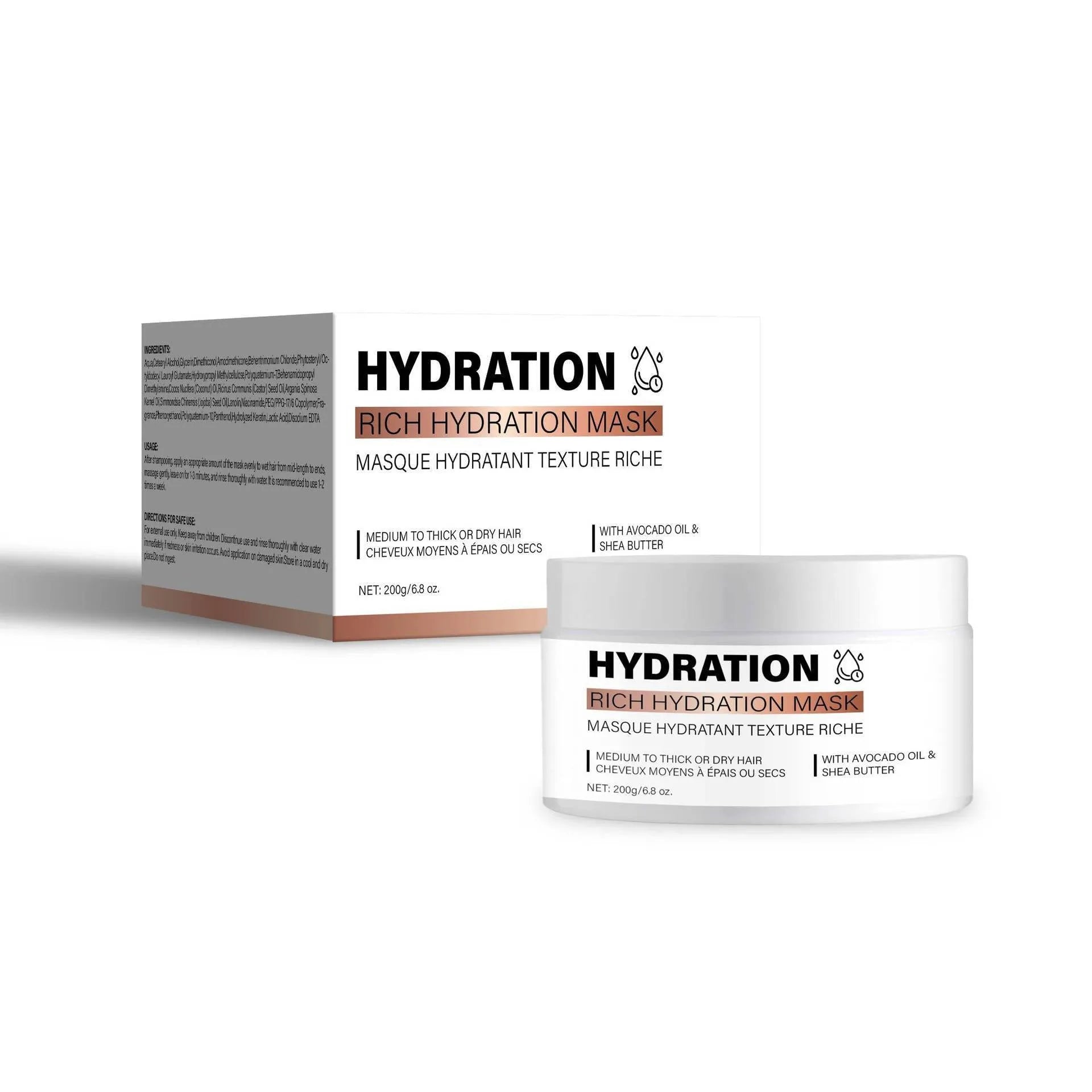 Rich In Moisturising Hair Mask 200ml in white tube packaging for deep conditioning of dry damaged hair