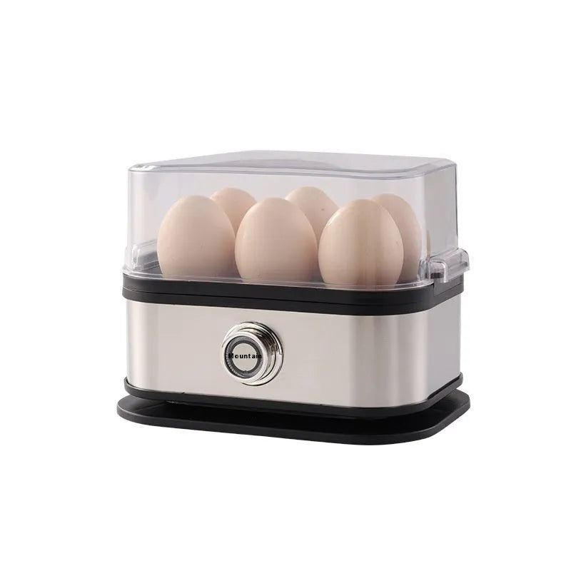 Black mini portable stainless steel egg boiler with international power adapters