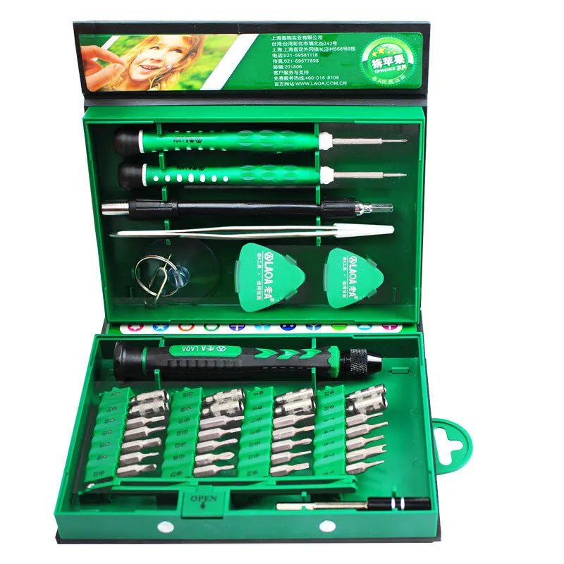 38 in 1 folding screwdriver set for mobile phone and DIY carpentry repairs Style A closed and open view