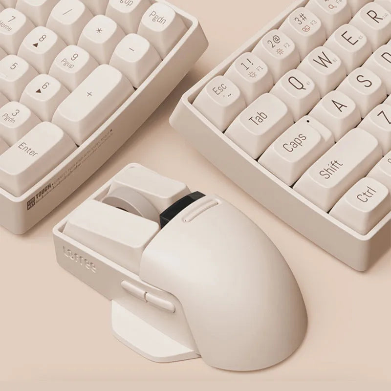 Xiaoqiao wireless mouse in Tofu colour showing ergonomic shape and multiple buttons.