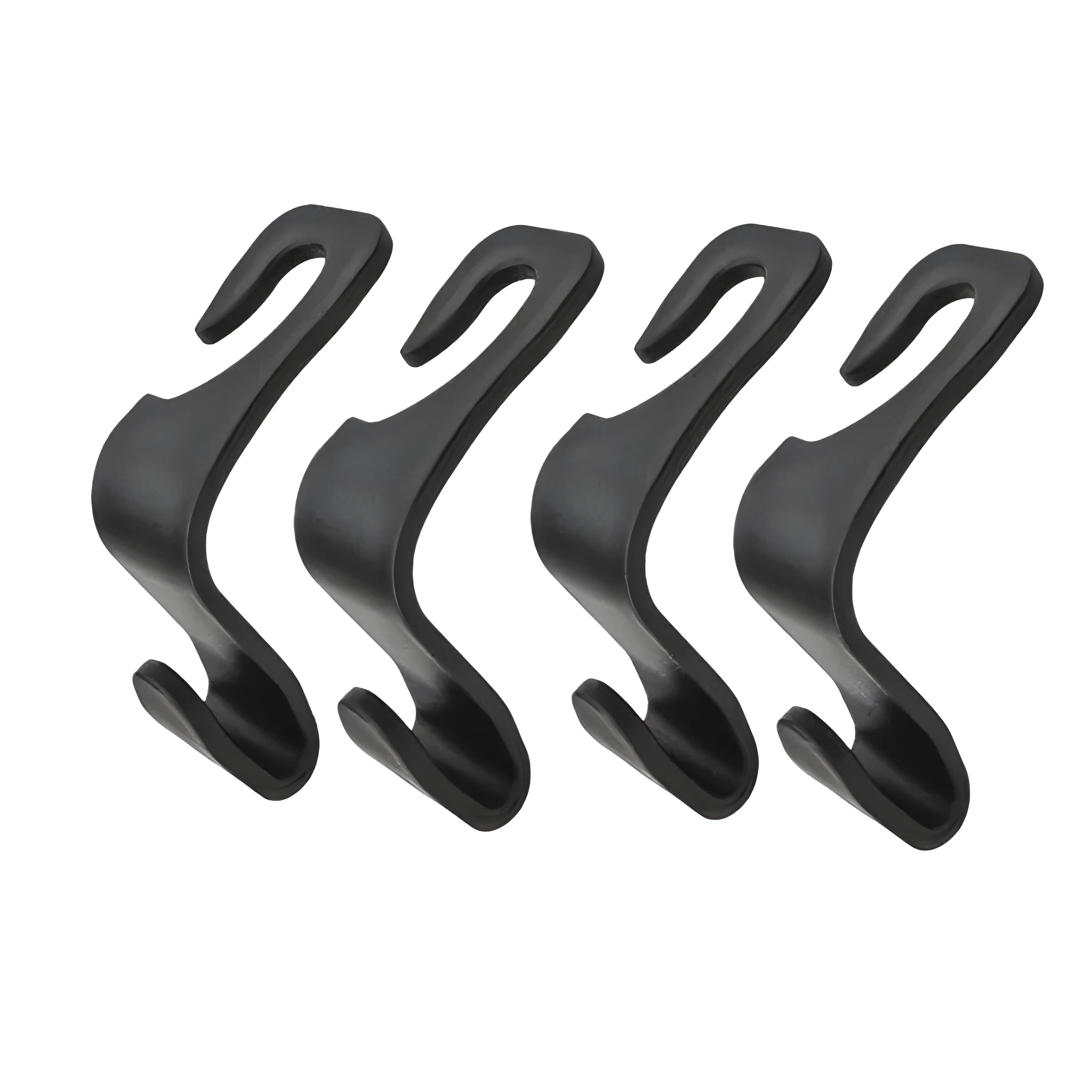 Set of two black OPP car headrest hangers clipped on seat back