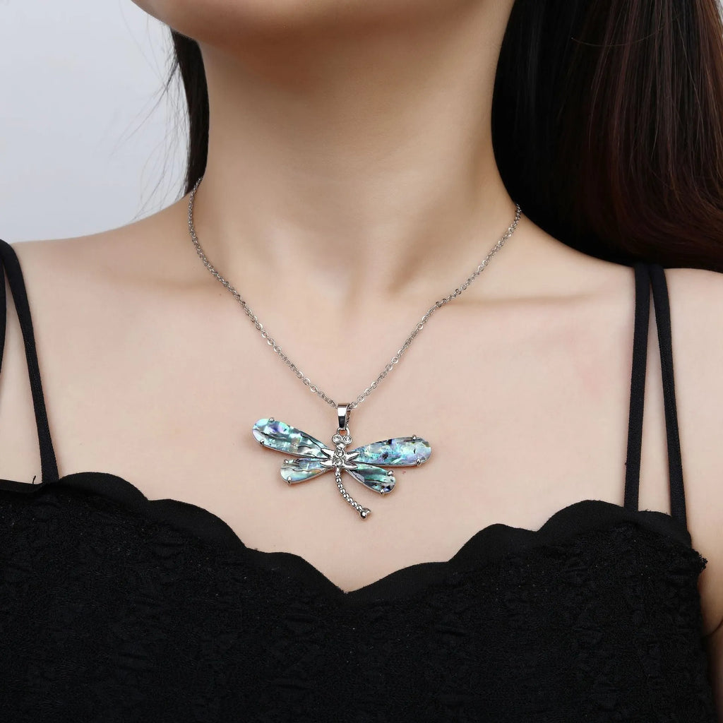 Copper animal zodiac pendant necklace with inlaid abalone shell, butterfly and dragonfly designs, four style options