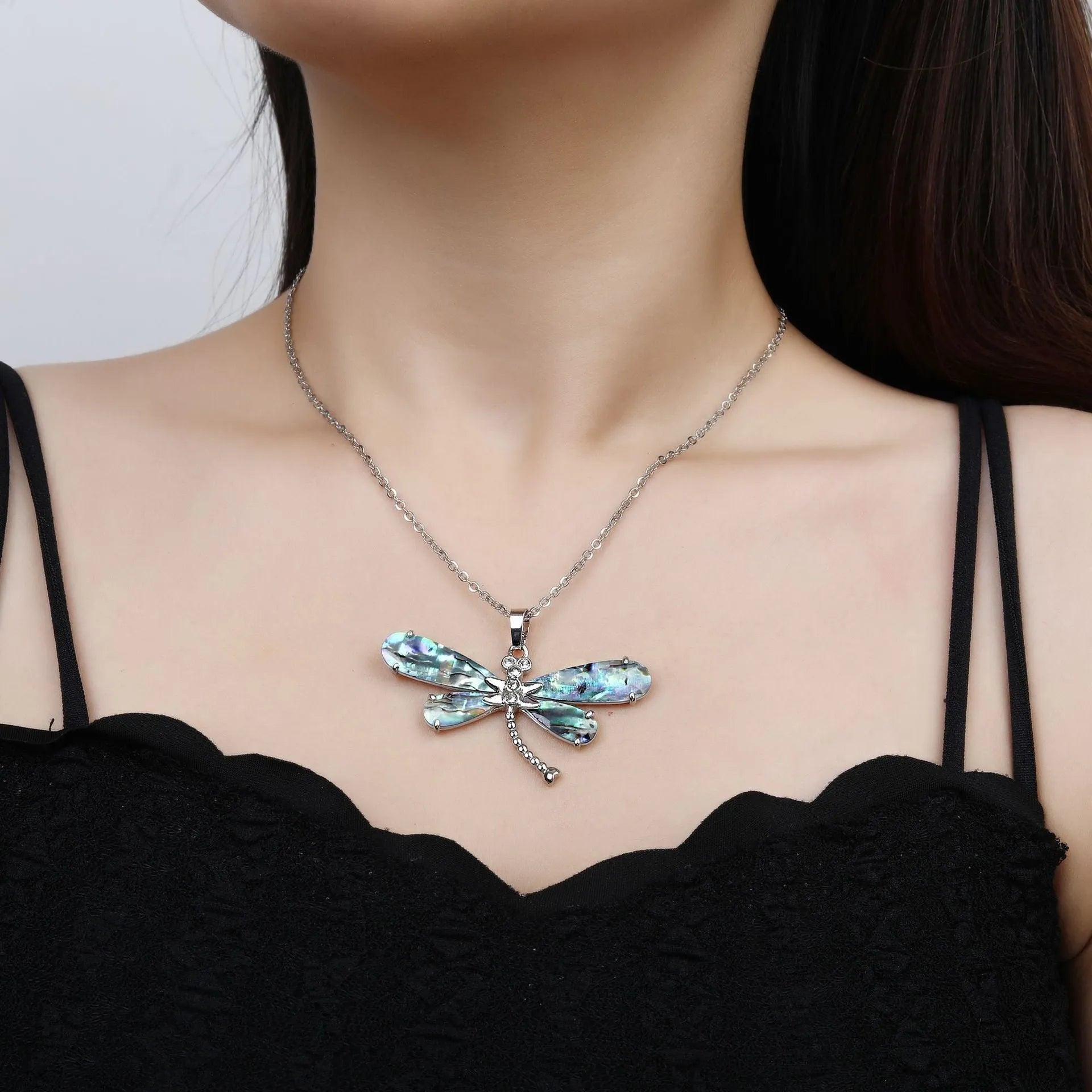 Copper animal zodiac pendant necklace with inlaid abalone shell, butterfly and dragonfly designs, four style options