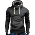 Unisex spring autumn hoodie in dark grey with kangaroo pocket and drawstring hood