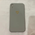 TPU matte feel silicone iPhone case with hand-painted love design, bronzing process, and lanyard holes, in blue colour