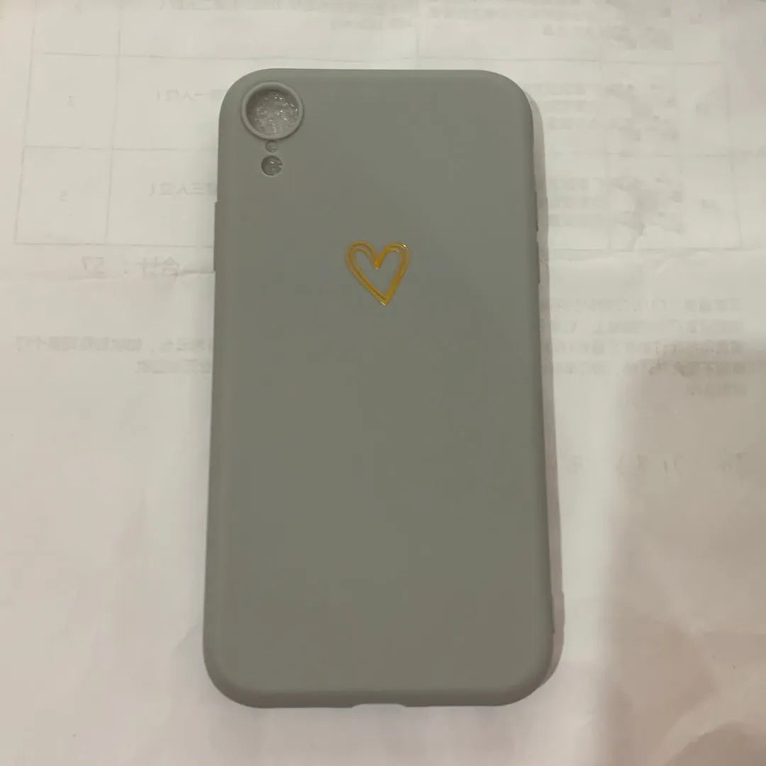 TPU matte feel silicone iPhone case with hand-painted love design, bronzing process, and lanyard holes, in blue colour
