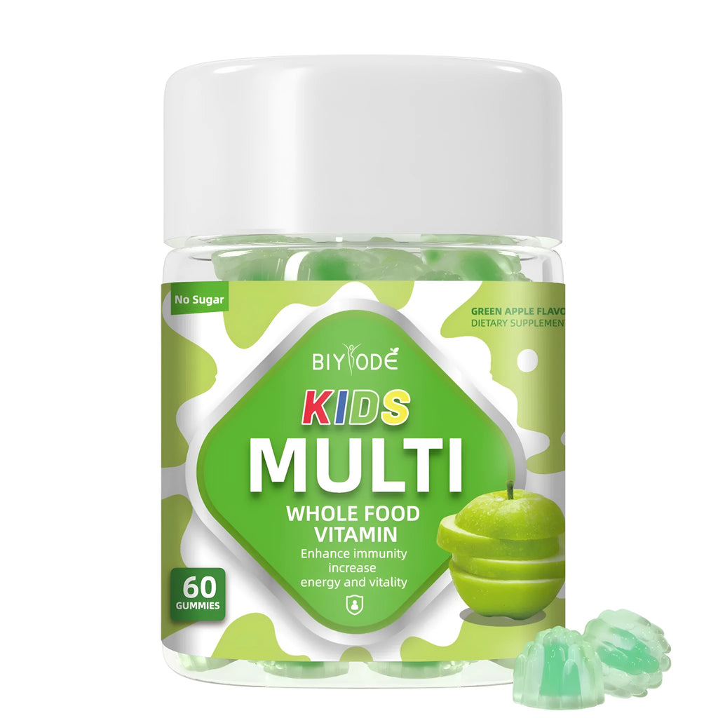 Bottle of Biyode kids multivitamin gummies with 60 gummies for children's immune support