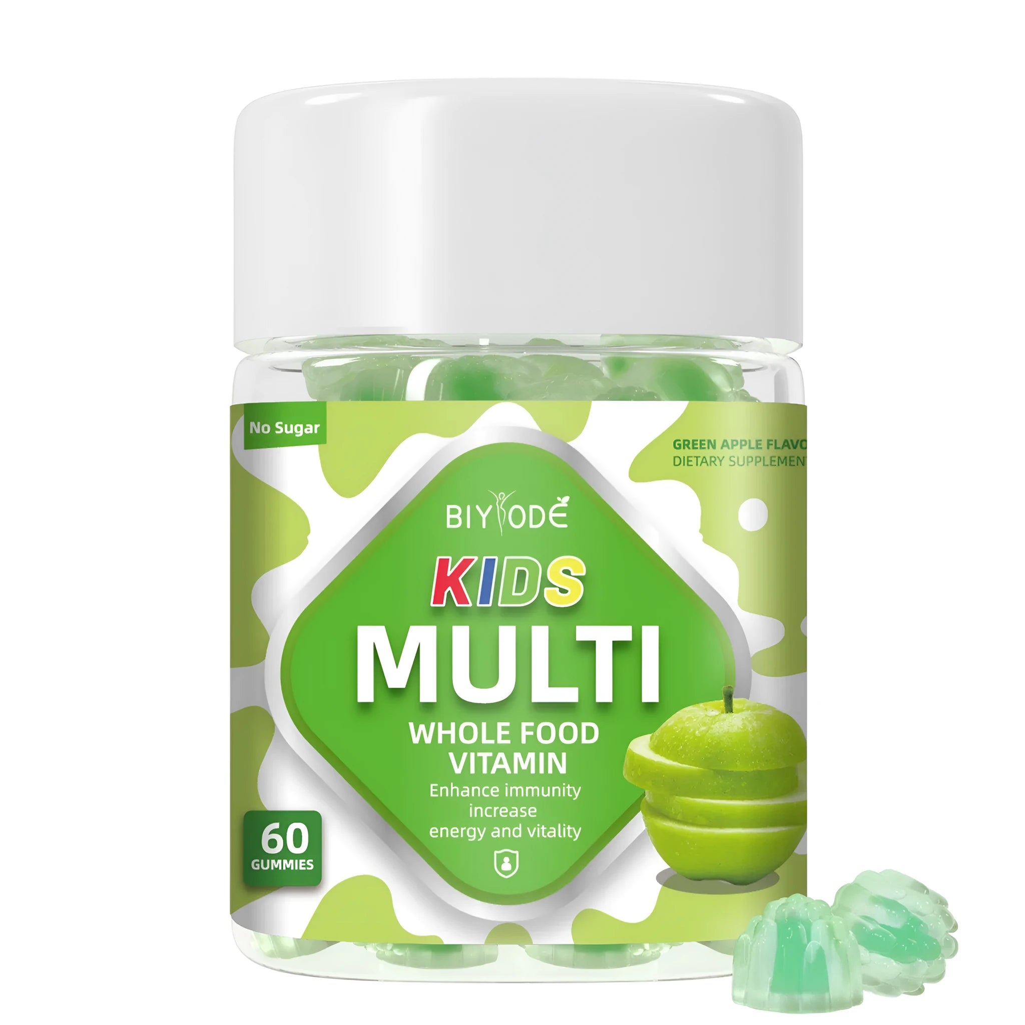 Bottle of Biyode kids multivitamin gummies with 60 gummies for children's immune support
