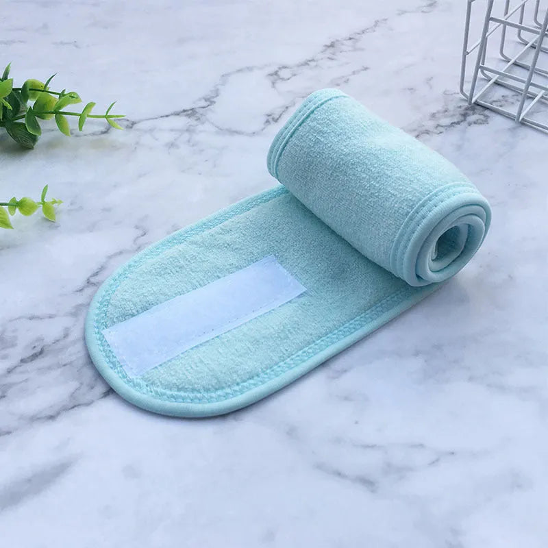 Thickened ant fabric hair band in white, polyester towel material, 60x8.5cm for face washing and yoga