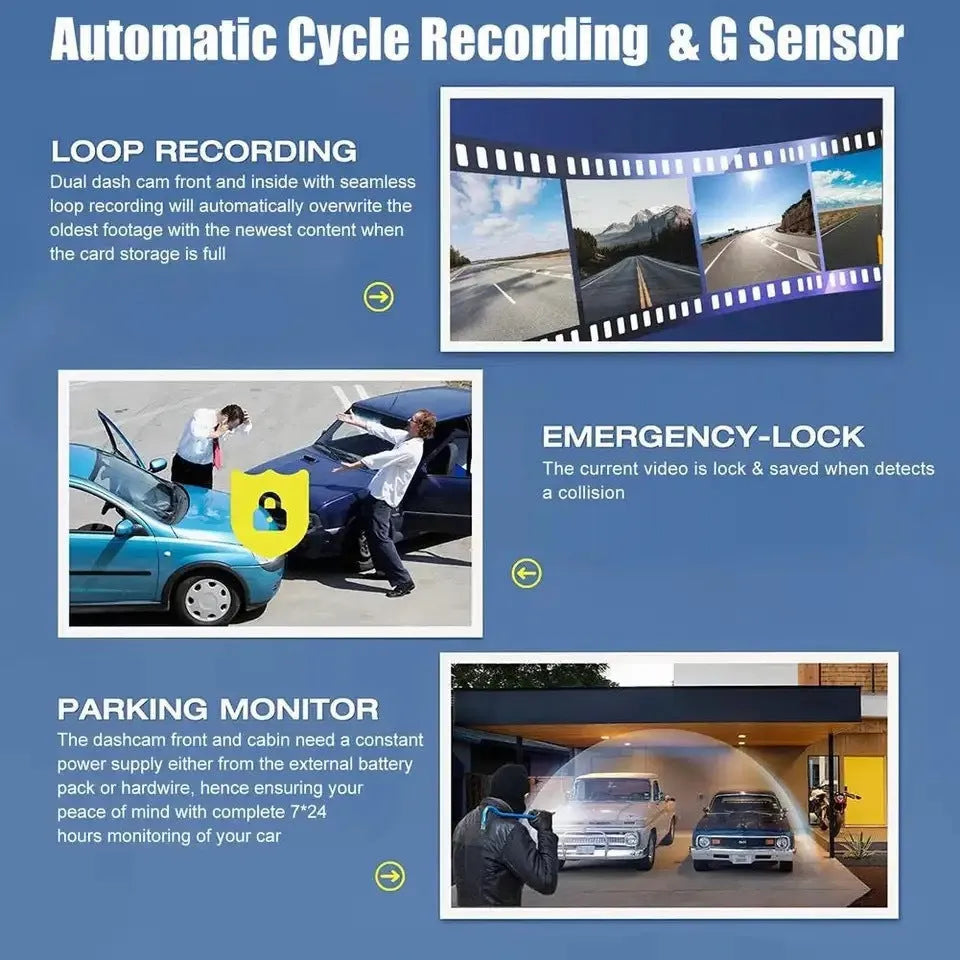 Black G50 driving recorder with 3-inch touchscreen display for front windshield mounting
