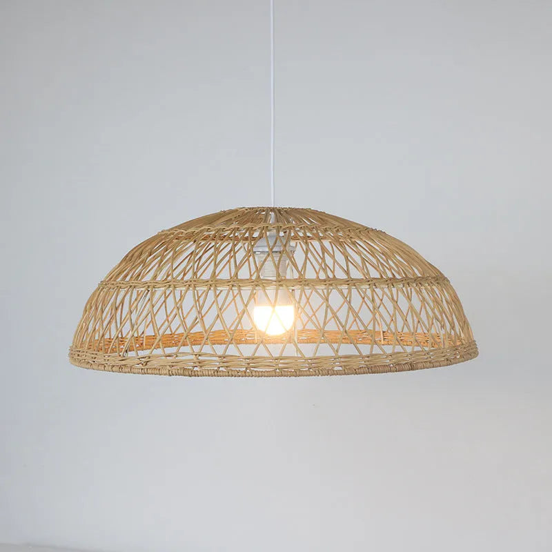 Hand-woven bamboo chandelier lampshade 60cm diameter natural strips ceiling light