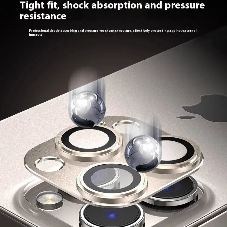 Titanium rear camera lens protector with metal frame and Corning glass for iPhone 15 14 13 12 11