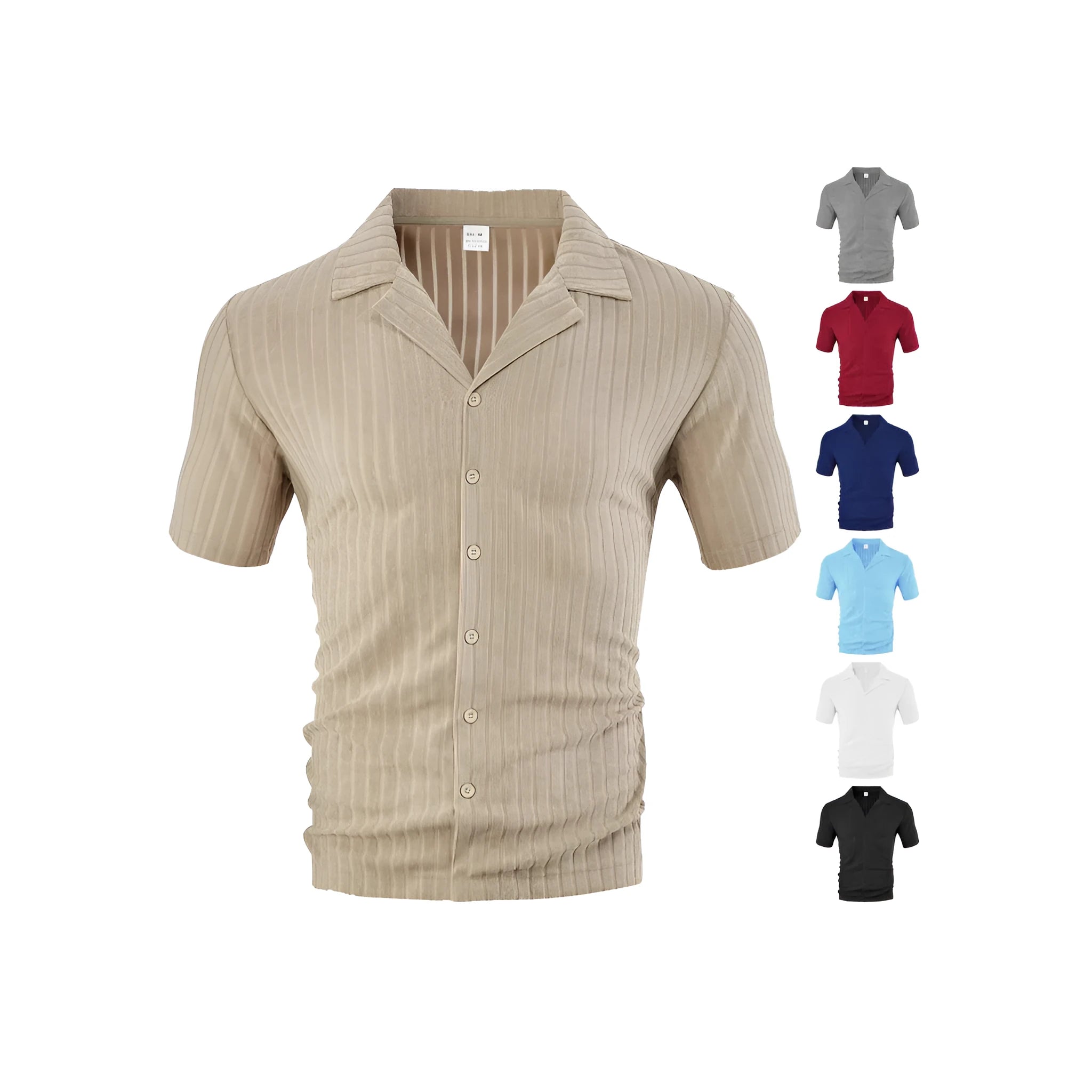 Men's loose fit short sleeve cardigan in polyester, white colour, front view