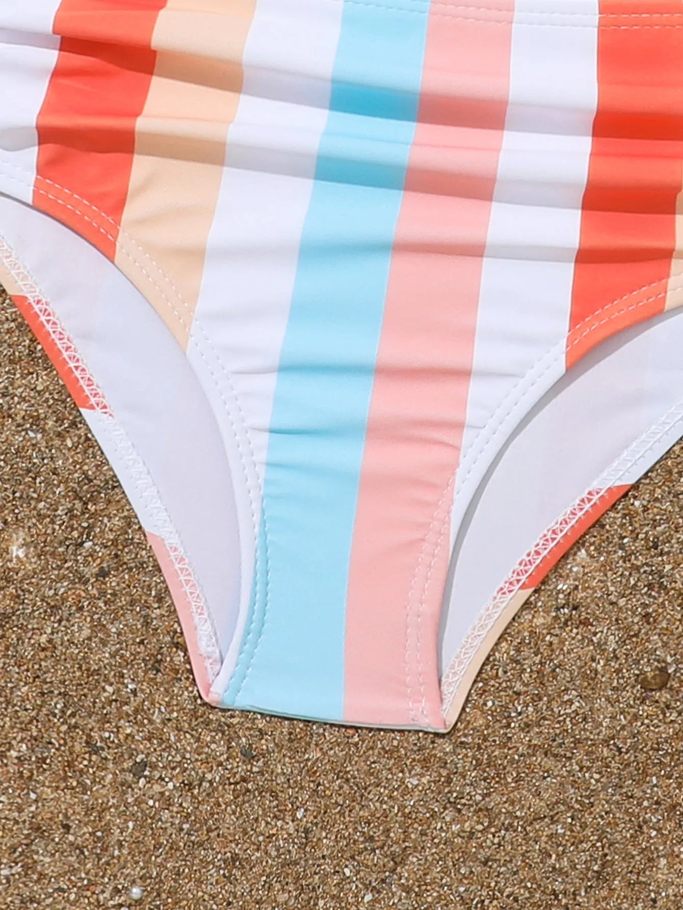 Girls' two-piece swimsuit set with plaid pattern briefs and bra top