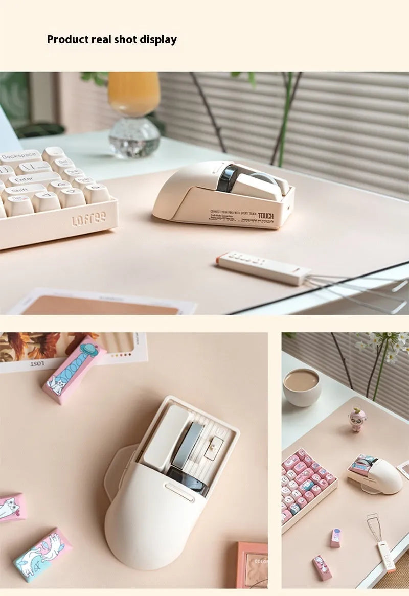 Xiaoqiao wireless mouse in Tofu colour showing ergonomic shape and multiple buttons.