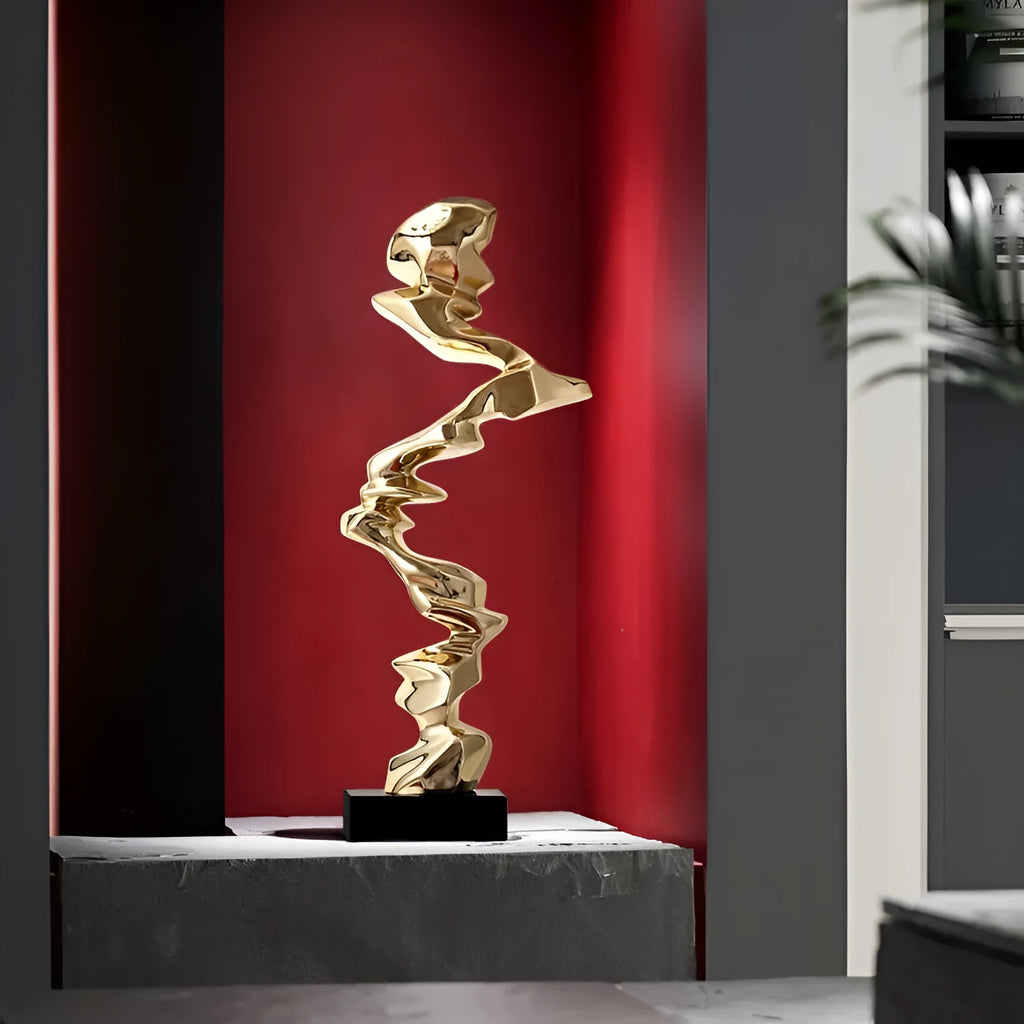 Abstract still life sculpture in natural resin with modern minimalist design for hallway hotel living room decor