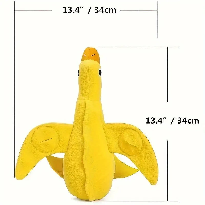 Yellow rubber duck dog toy with squeaker and treat compartment for puppy training and teething.