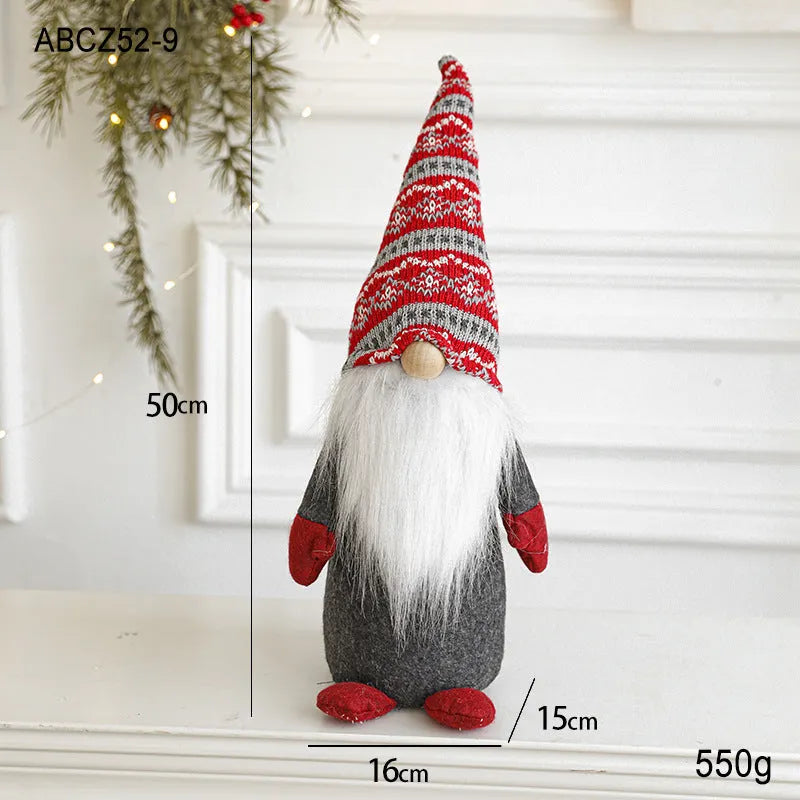 Cloth faceless Christmas Rudolf doll in red colour, standing decoration for holiday display