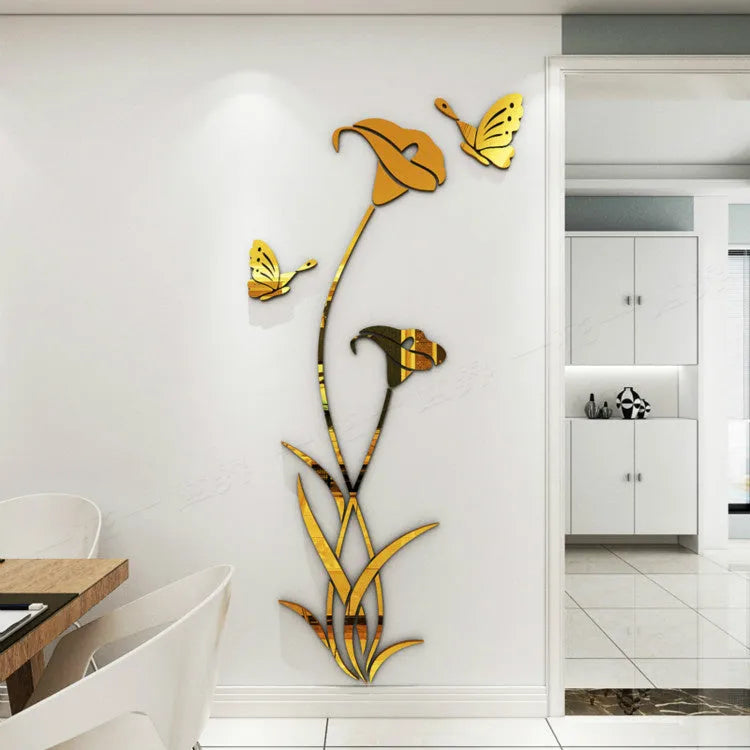 Lily 3D acrylic wall sticker in dimensional design with six colour options and multiple size choices
