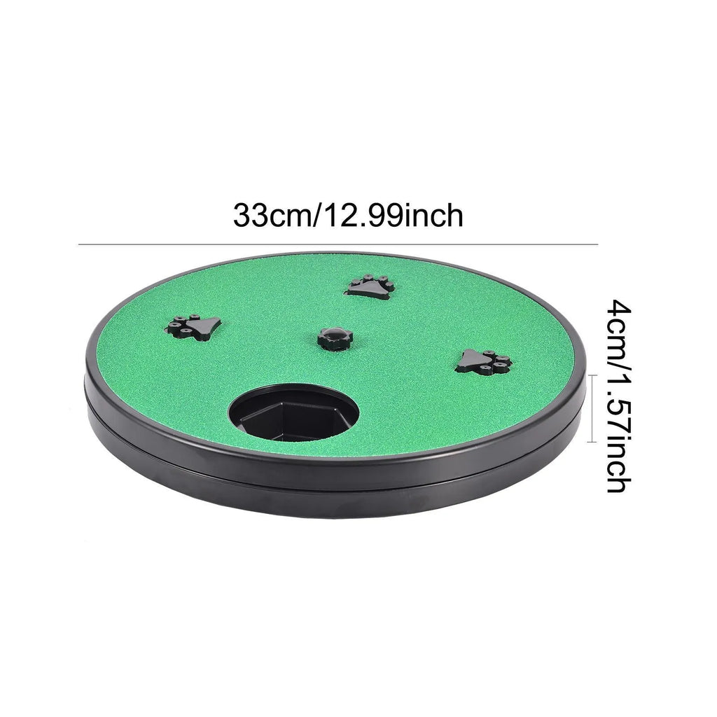 Square blue dog scratch pad with rotating top cover, suction cup base, and raised footprint guides.