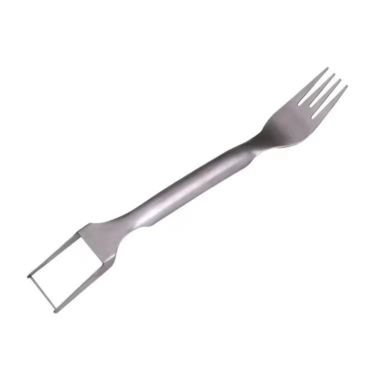 2-in-1 watermelon fork slicer made of 304 stainless steel, 26 cm long, with rounded fork head and lengthened handle