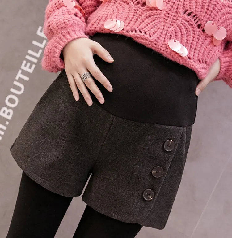 Wool stomach lift shorts in grey, cotton-blend high-waist tummy control shapewear for women, size M