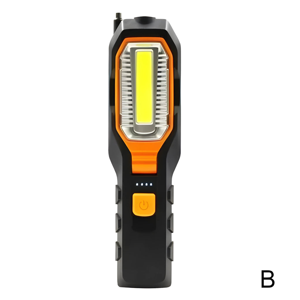 Multifunctional COB work light with LED, ABS housing, dry battery and USB rechargeable versions