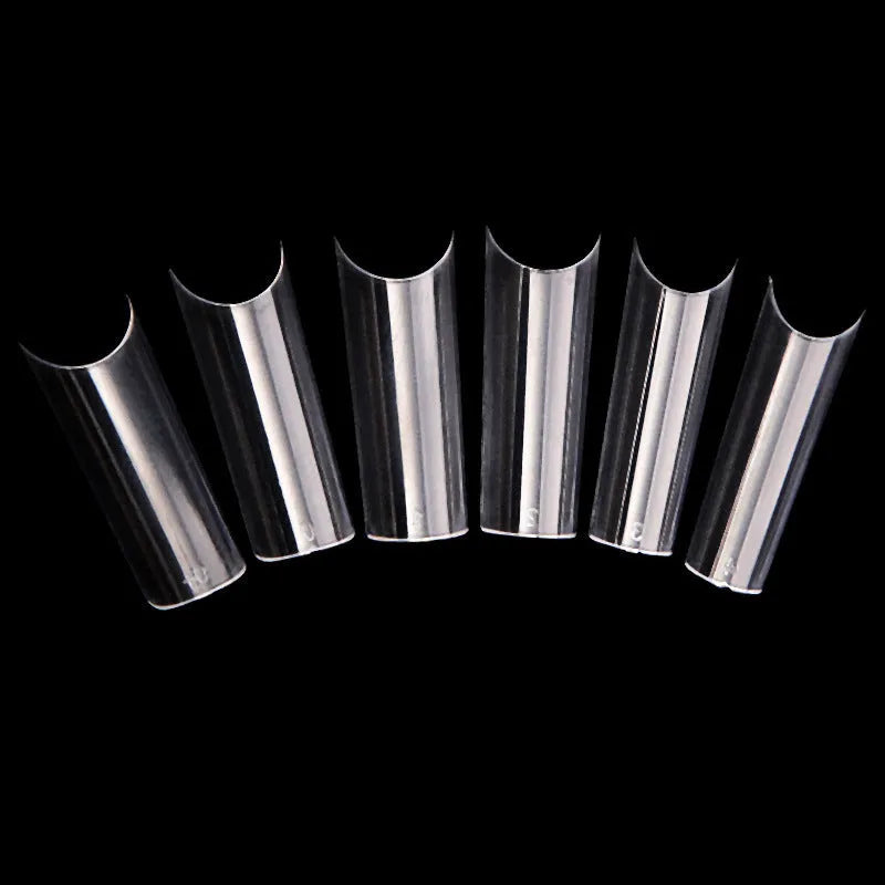 Transparent acrylic French long nail tips in 50-piece pack for nail extensions