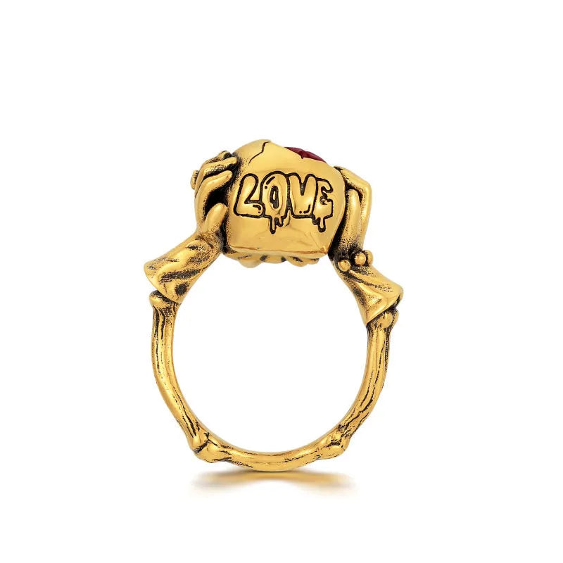 Unisex adjustable copper skull ring with retro live mouth design in TJ-2335 Love Brain colour