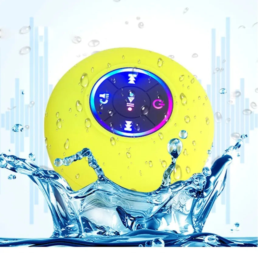 BTS07 waterproof Bluetooth speaker with large suction cup and RGB lights in six colour options