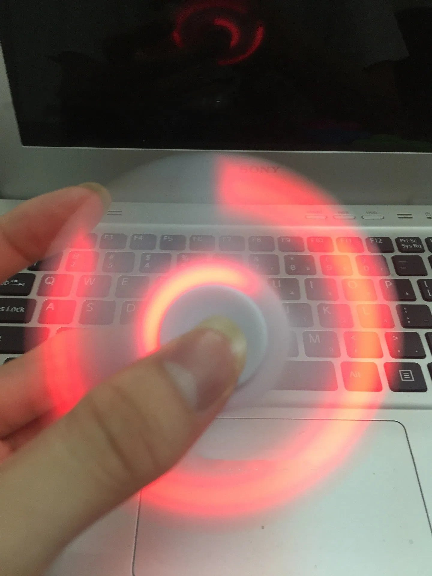 Bluetooth speaker fidget spinner in ABS plastic with 80mm diameter, shown in blue colour option