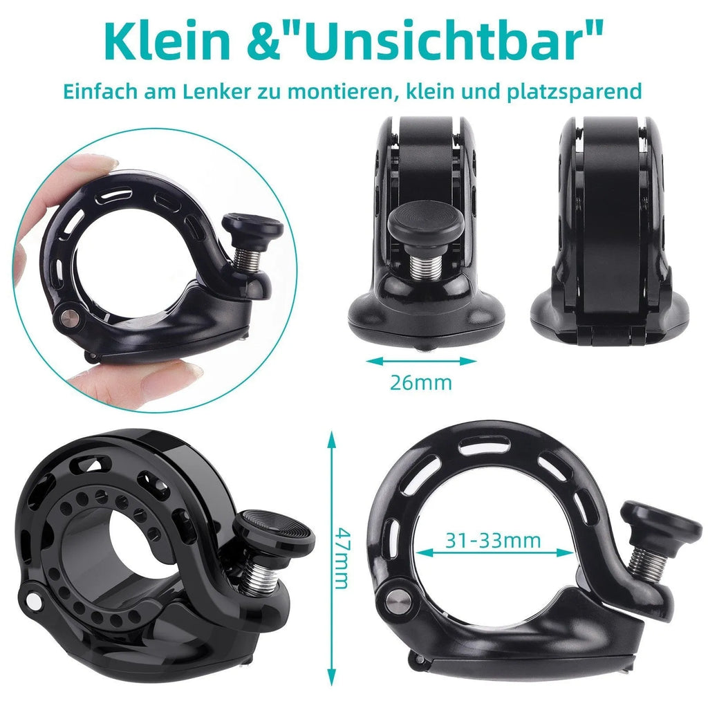 Black aluminium alloy bicycle thumb bell with gaskets and wrench for 22.2mm 25.4mm 31.8mm handlebars