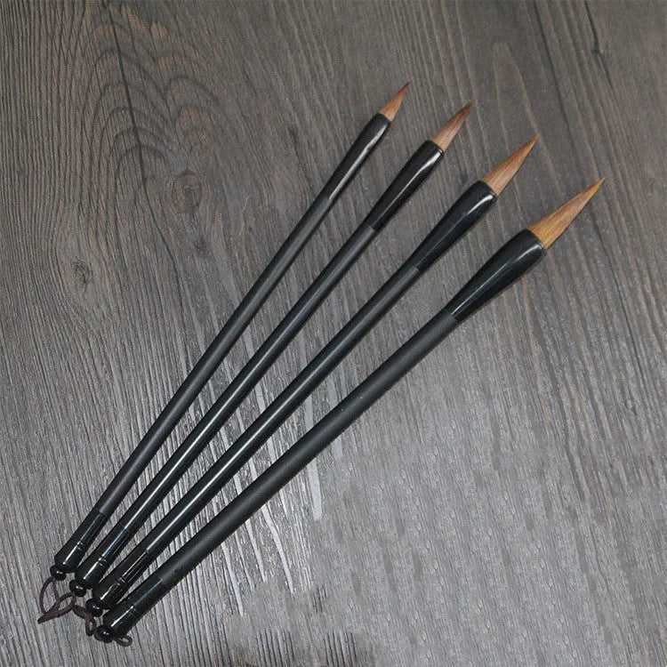 Student Chinese calligraphy brush with steel barrel and traditional wolf hair nib