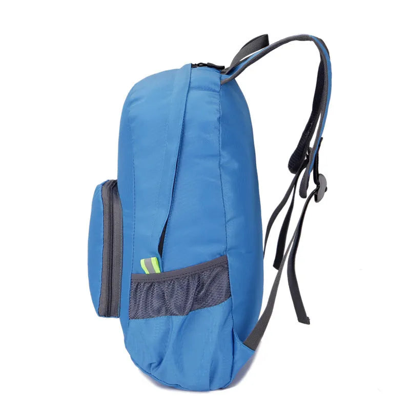 Outdoor folding sports hiking travel backpack in waterproof nylon, 22L capacity, available in multiple colours