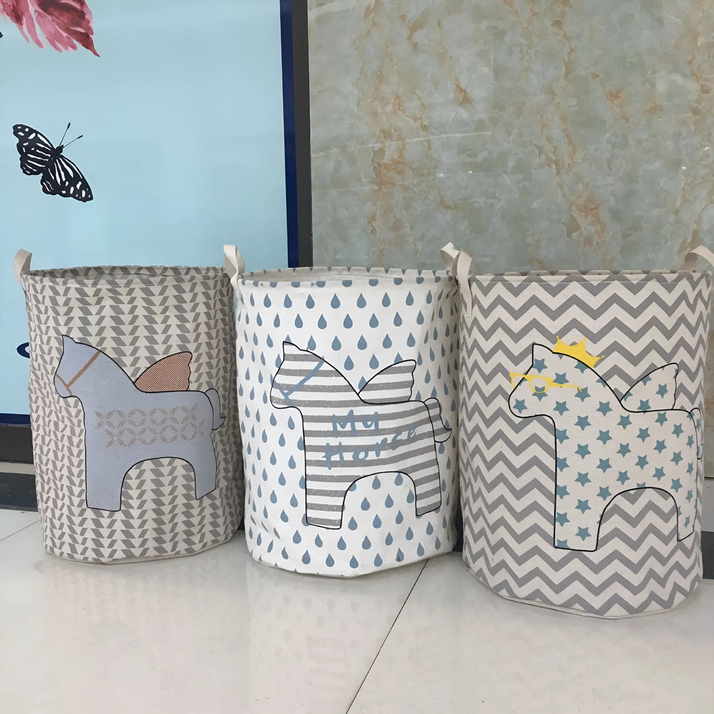 Cotton linen storage basket with five-pointed star design, 315g, in colour option 1.