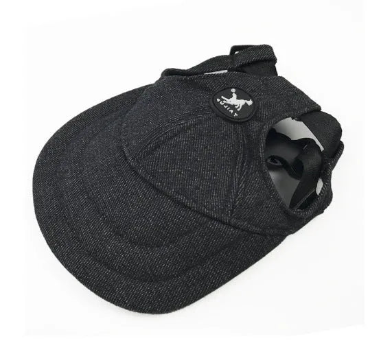 Multi-colour sun-proof polyester cotton and denim baseball cap for dogs and cats in pink, blue, and cowboy black
