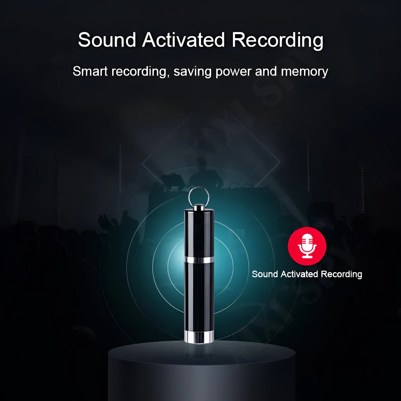 Black Amoi A1 metal digital voice recorder with display and included headset.