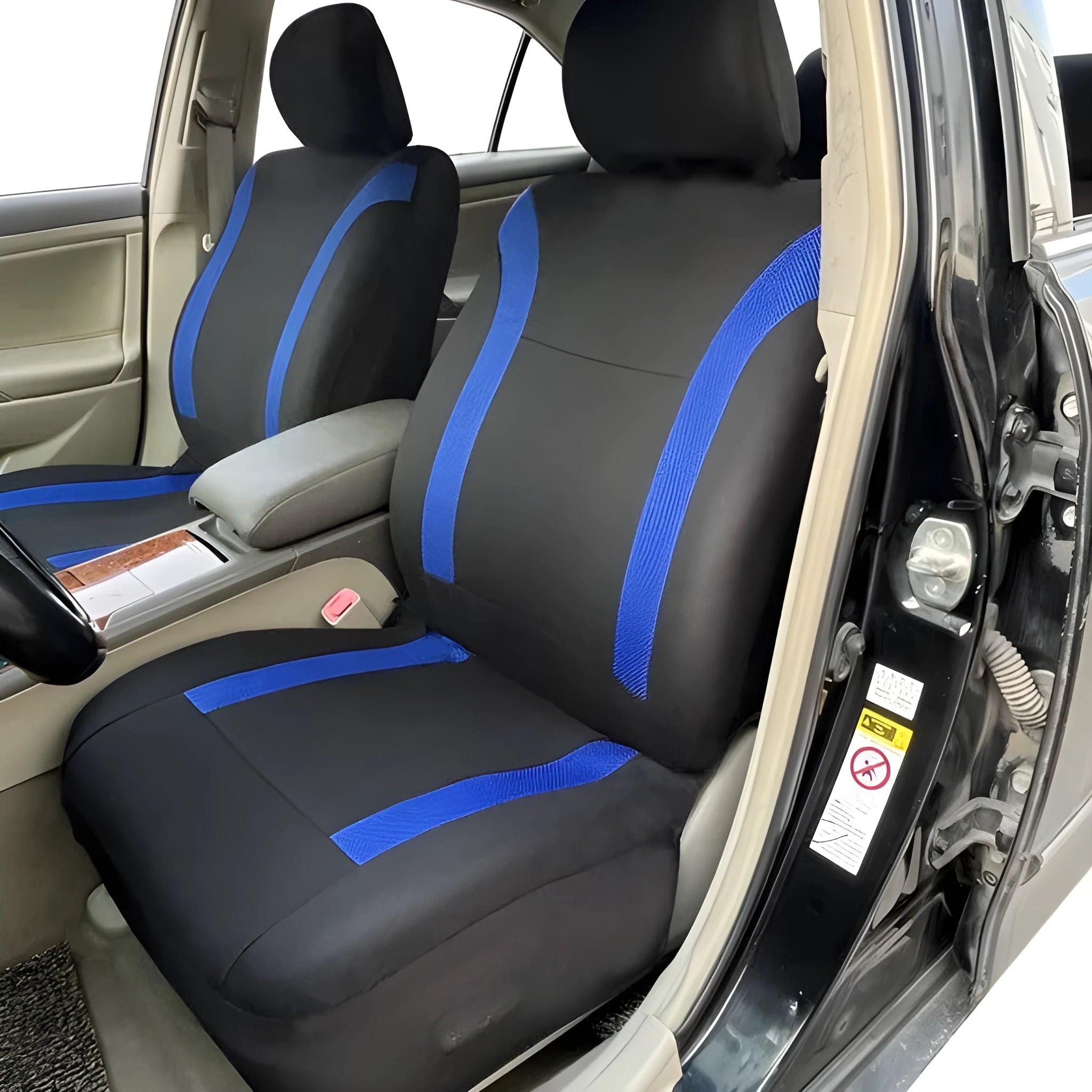 Polyester car seat covers with eyelet stitching and anti-slip sponge backing in multiple colour options