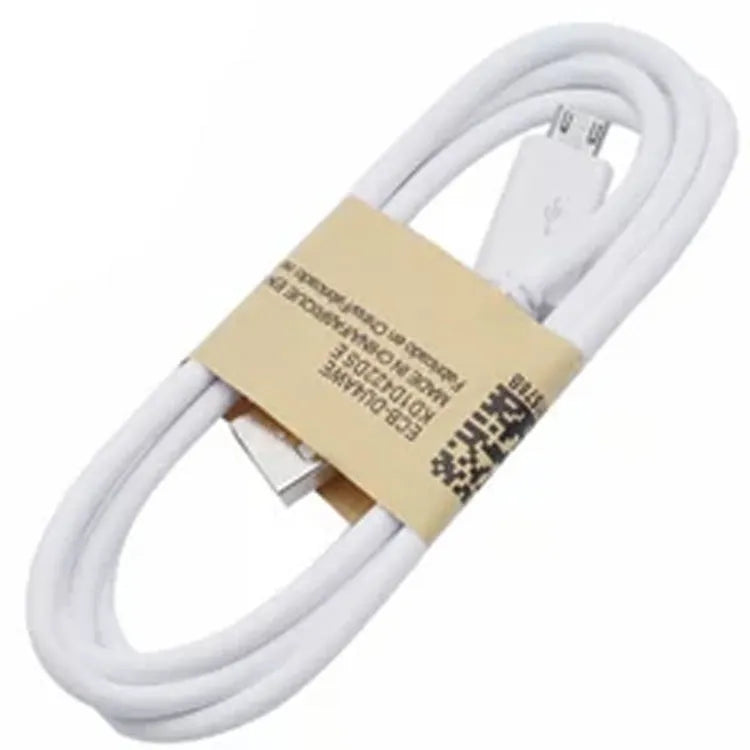 Black and white Android micro USB data and charging cable with 1 metre length