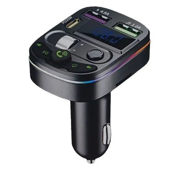 On board Bluetooth car receiver with USB charging port and MP3 playback functionality.
