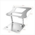 Silver aluminium alloy folding laptop stand for notebooks and ultrabooks with air cooling, 260 x 223 x 30 mm