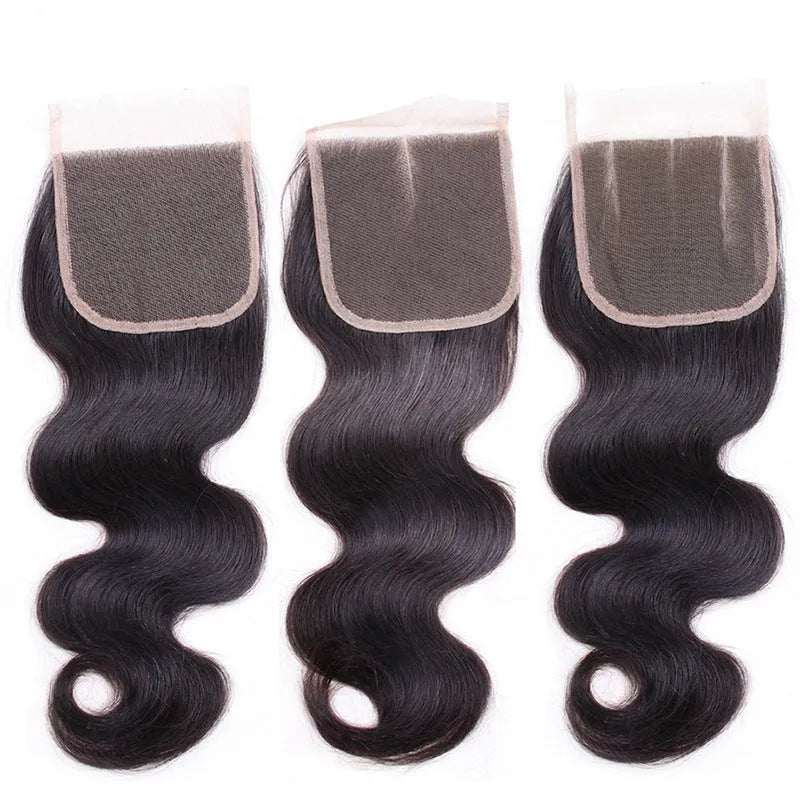 Real human hair body wave 4x4 lace closure in 16 inch free part style on mannequin head