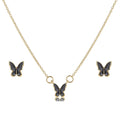 Butterfly jewelry set with alloy pendant and electroplated finish in a geometric retro simplicity design